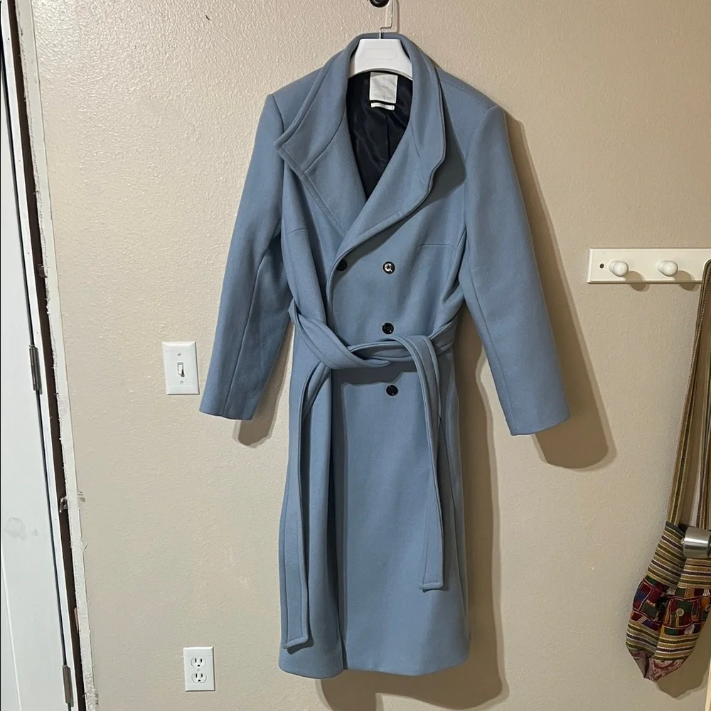 Mango Blue Double-Breasted Coat - Picture 6 of 17